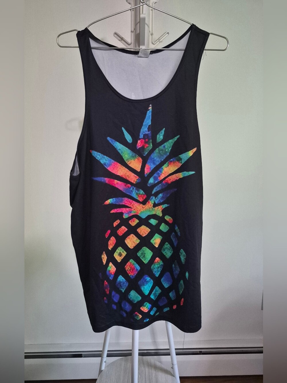 D&F Clothing Mens Graphic Rainbow Pineapple Tank Sleeveless Tee